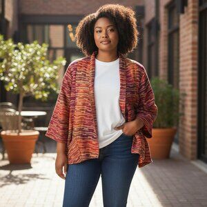 VTG Maggie Sweet Womens XL Multicolor Open Front Cardigan Blazer Dress Jacket